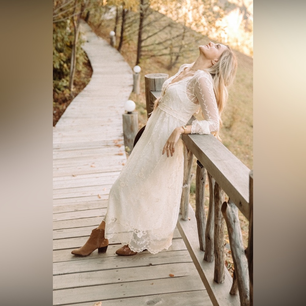 Zara Cream Lace Maxi Dress